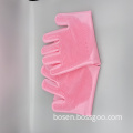 Heat resistant scrub silicone washing gloves